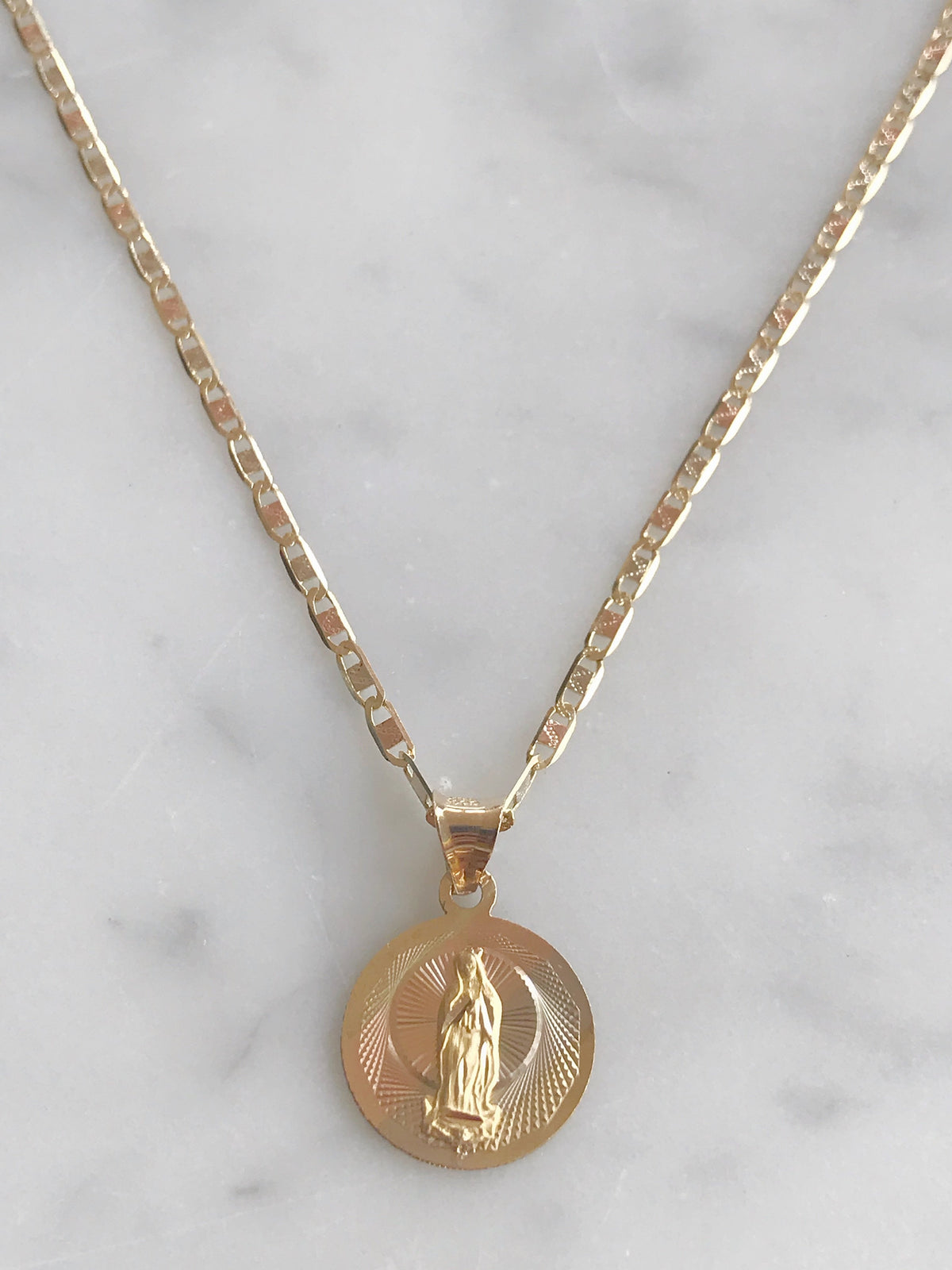 Cadena con Medalla Virgen De Gpe. Oro 14k Mod Cn1a8 + Mea8 | Maria Edgar