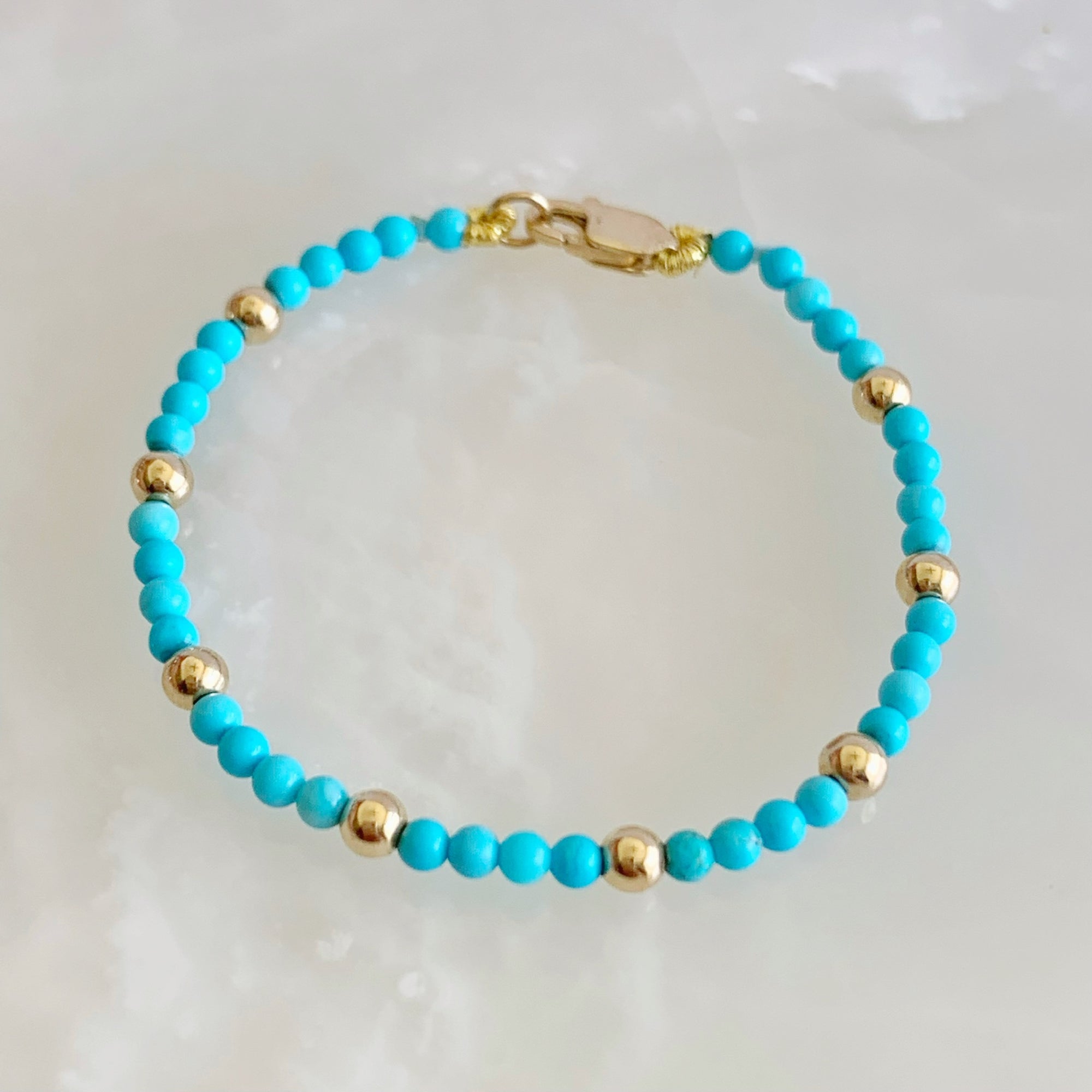 Esclava para Bebe o Niño (a) en Oro 14k Mod. Turquesas2