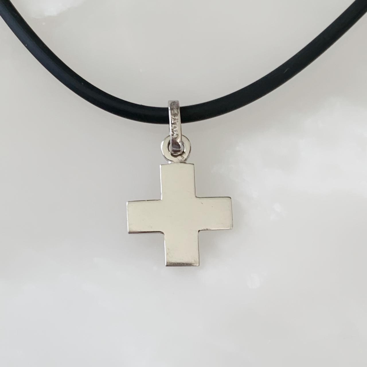 Caucho con Dije Cruz Suiza Oro Blanco 14k Mod. 1A4E