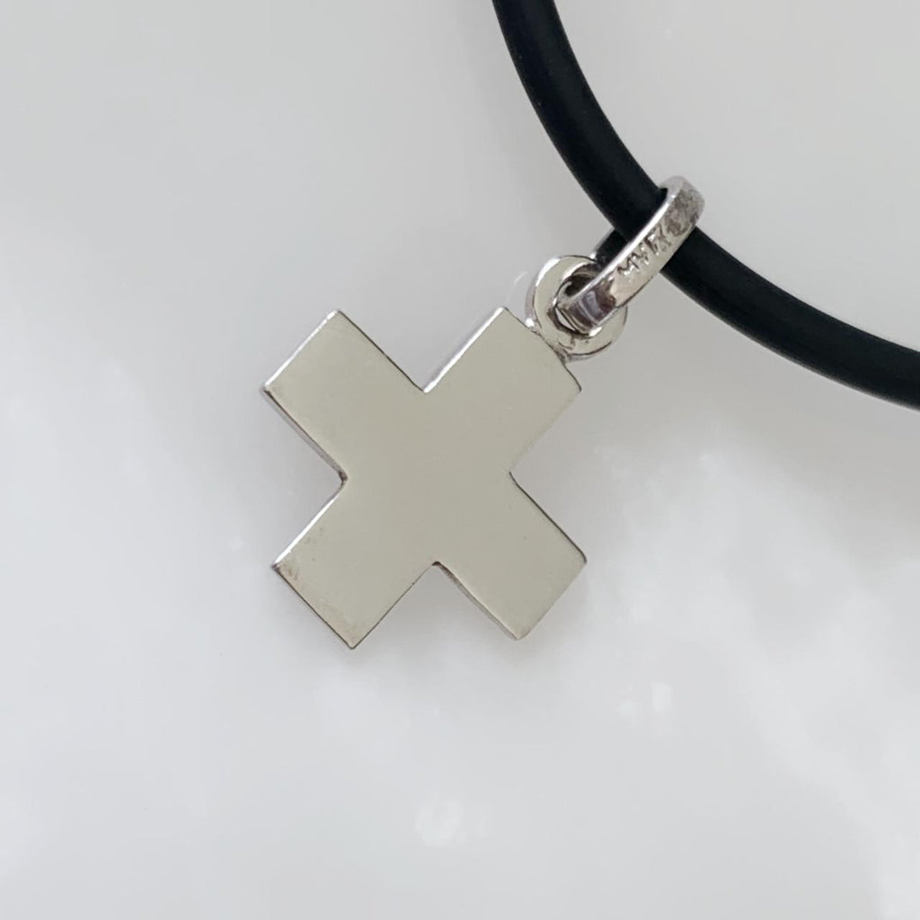 Caucho con Dije Cruz Suiza Oro Blanco 14k Mod. 1A4E