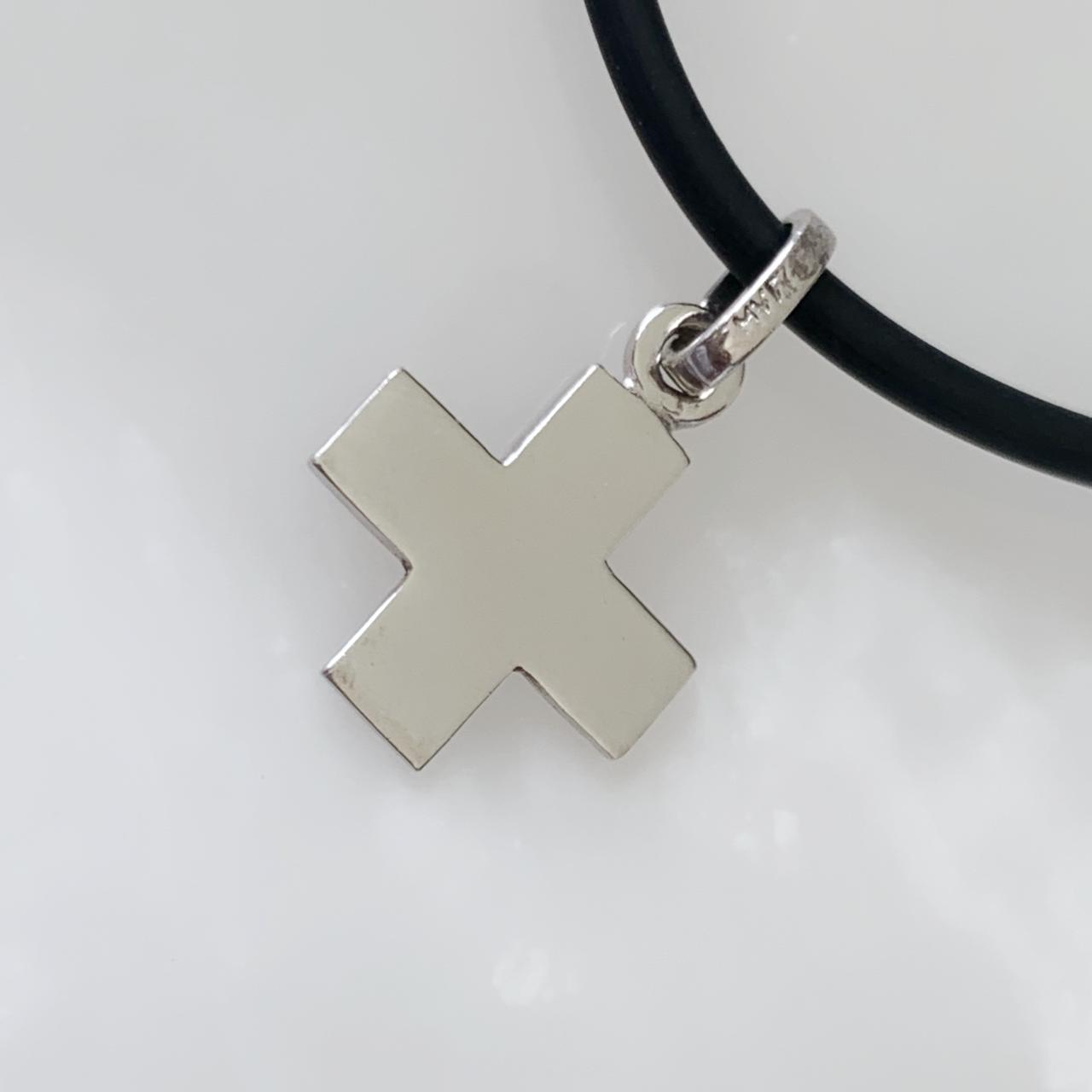Caucho con Dije Cruz Suiza Oro Blanco 14k Mod. 1A4E