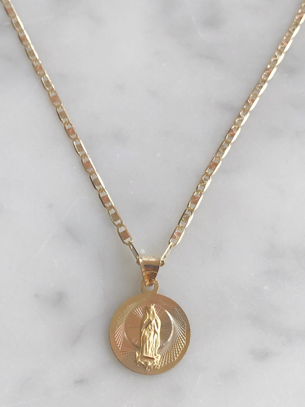 Cadena con Medalla Virgen De Gpe. Oro 14k Mod Cn1a8 + Mea8