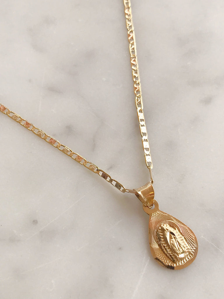Cadena Con Medalla Virgen De Gpe. Oro 14k Mod Cn1a9 + Mea8