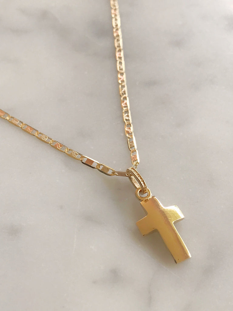 Cadena Con Cruz Oro 14k Mod Cn1a9 + Mea9