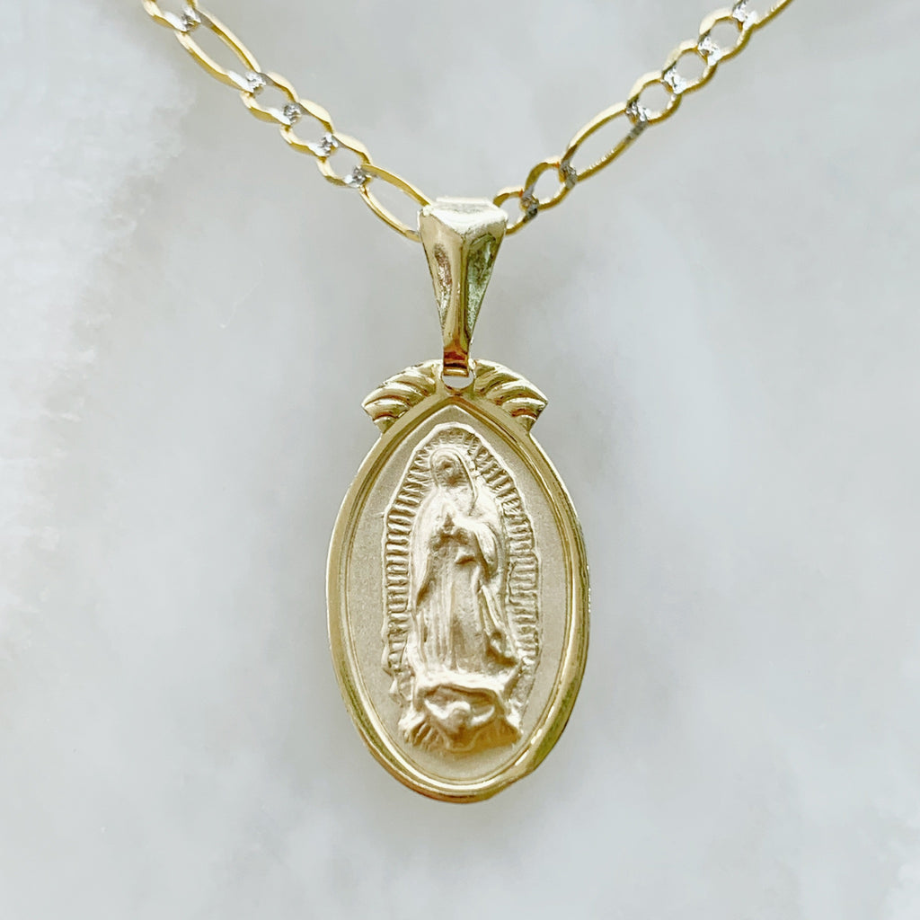 Cadena con Medalla Virgen de Guadalupe Oro 14k Mod. 4a6e