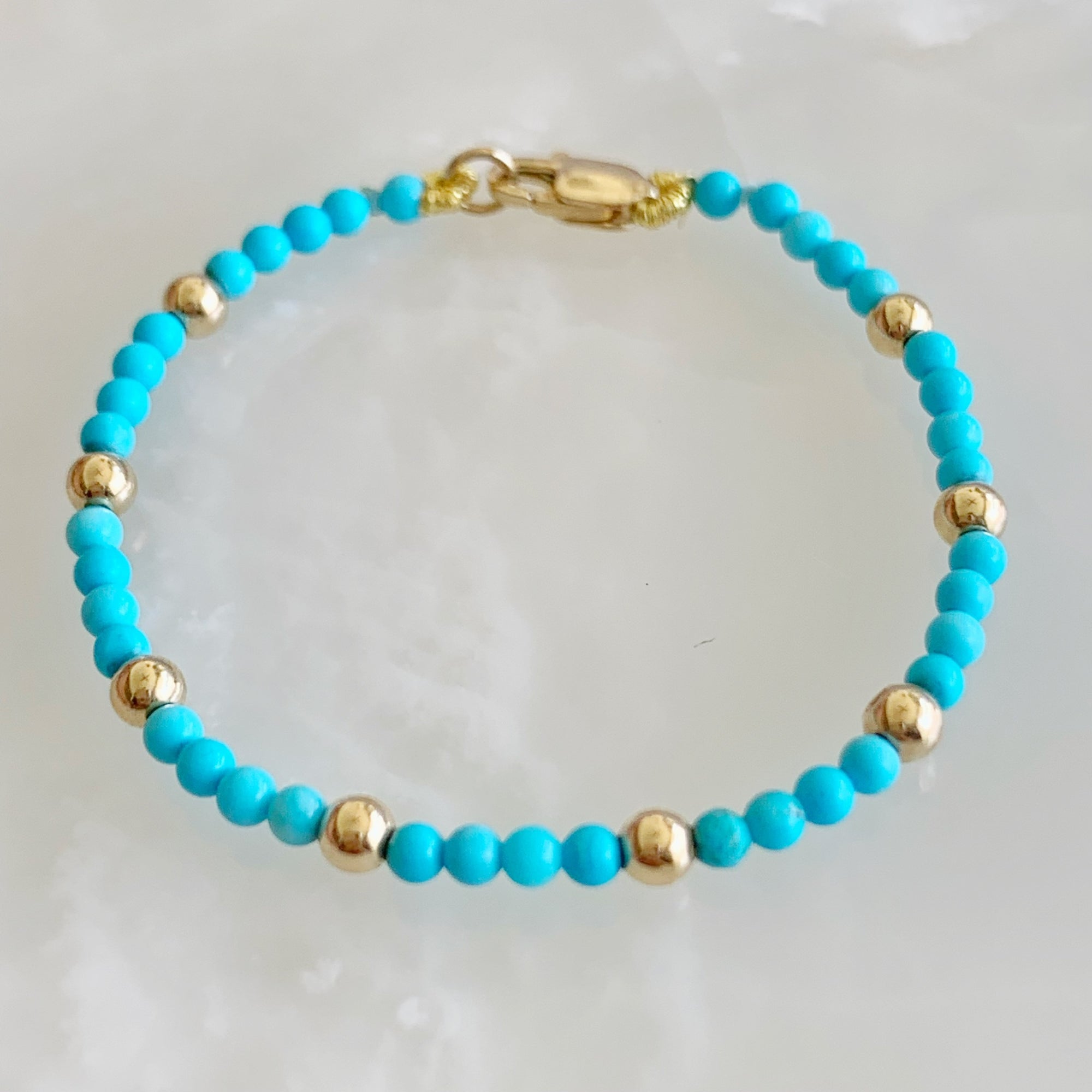 Esclava para Bebe o Niño (a) en Oro 14k Mod. Turquesas2