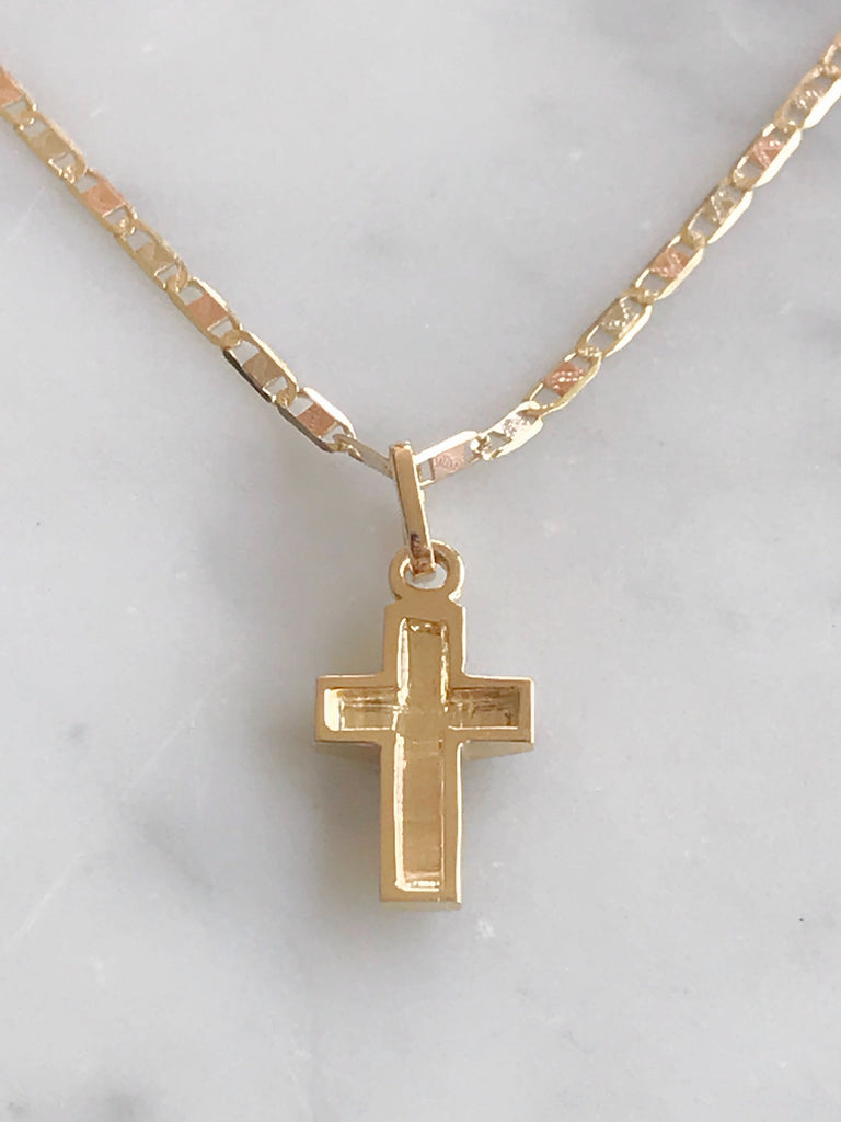 Cadena Con Cruz Oro 14k Mod Cn1a9 + Mea9