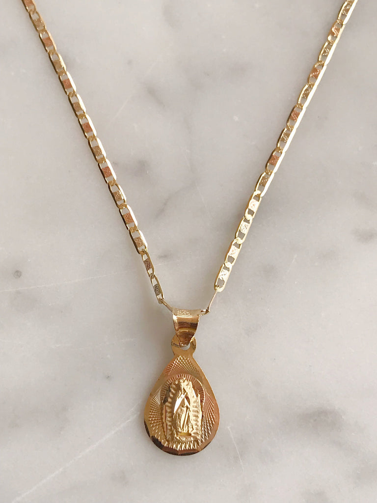 Cadena Con Medalla Virgen De Gpe. Oro 14k Mod Cn1a9 + Mea8