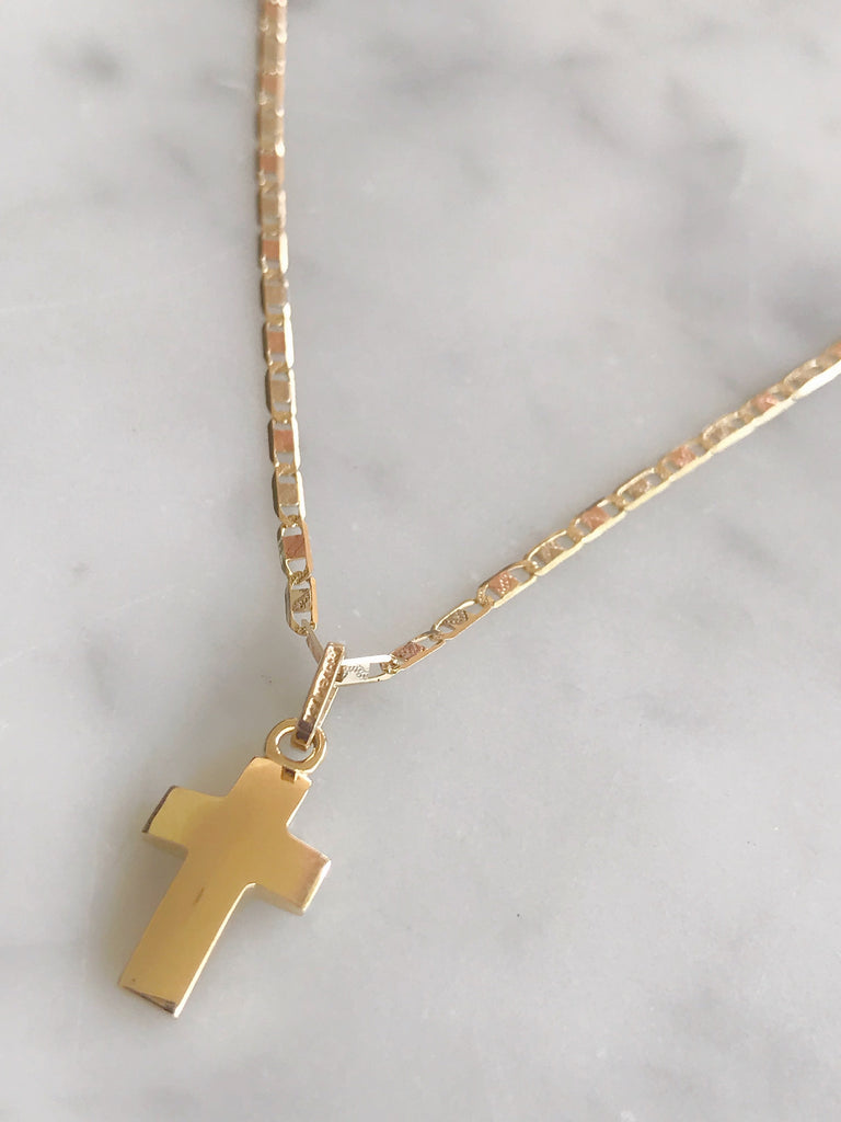 Cadena Con Cruz Oro 14k Mod Cn1a9 + Mea9