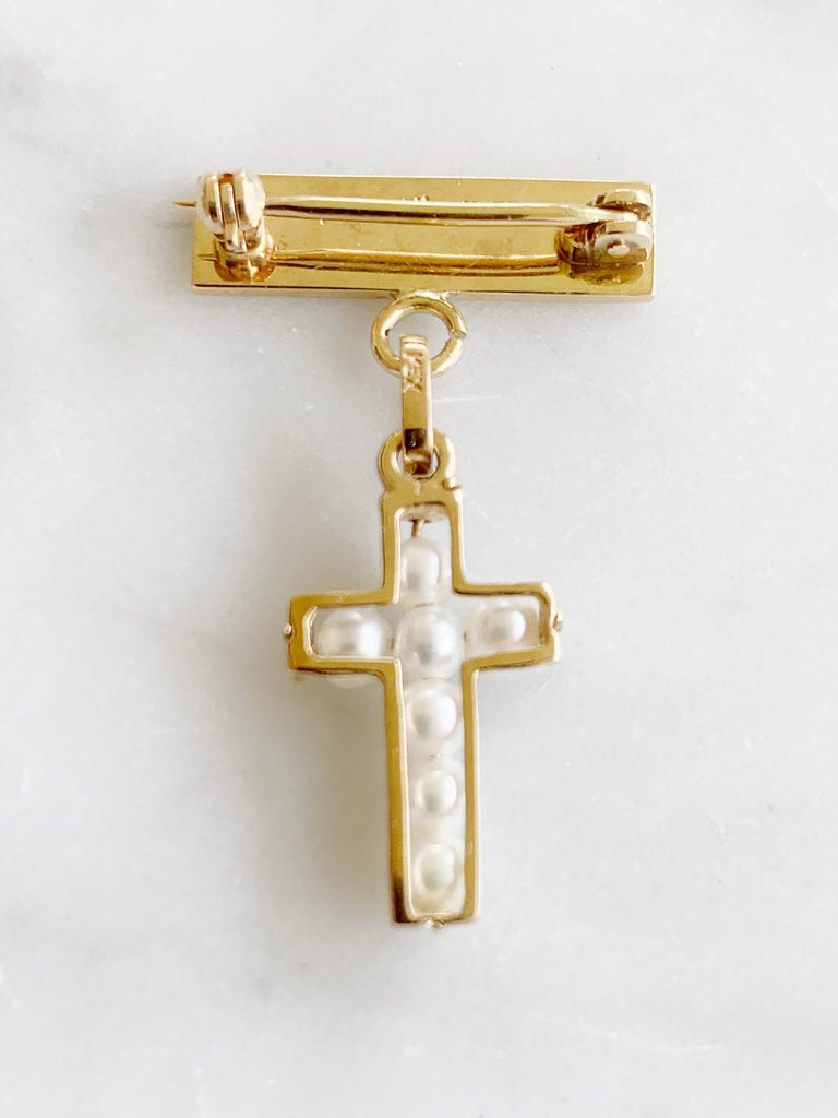 Baby Pin con Cruz de Perla Oro 14k Mod 3a1e