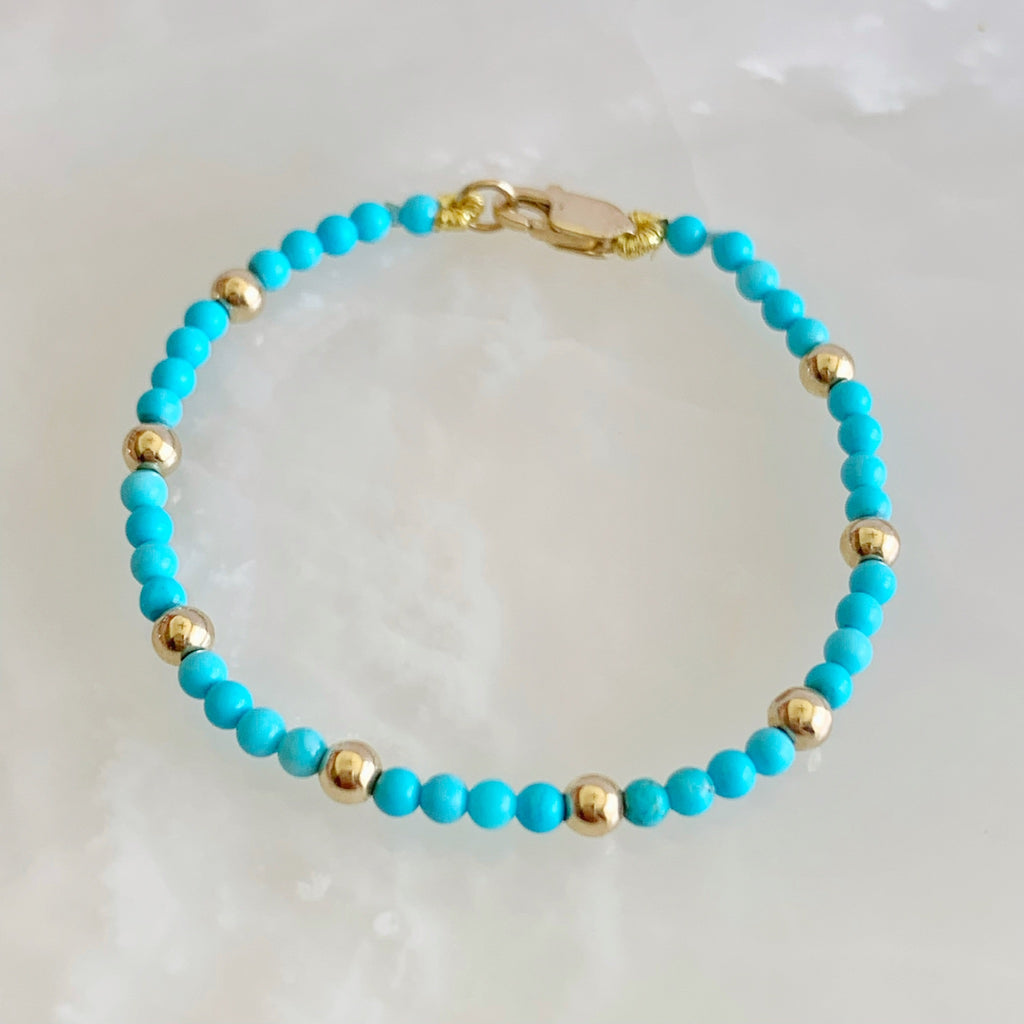 Esclava para Bebe o Niño (a) en Oro 14k Mod. Turquesas2