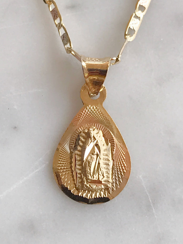 Cadena Con Medalla Virgen De Gpe. Oro 14k Mod Cn1a9 + Mea8