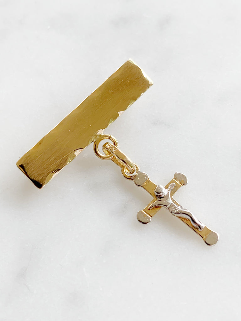 Baby Pin con Cruz con Cristo Oro 14k Mod. 3a5e