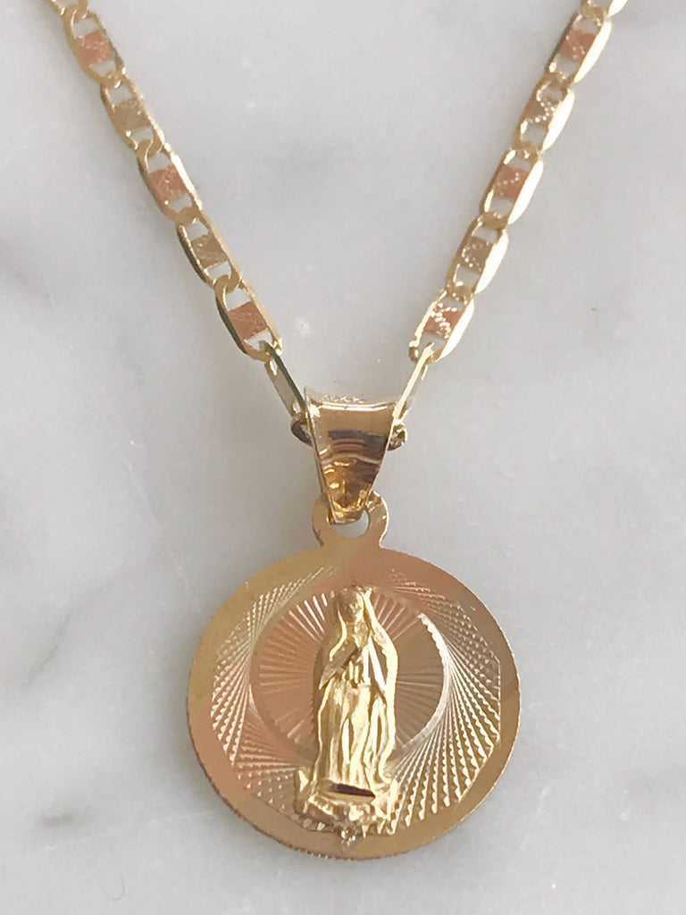 Cadena con Medalla Virgen De Gpe. Oro 14k Mod Cn1a8 + Mea8
