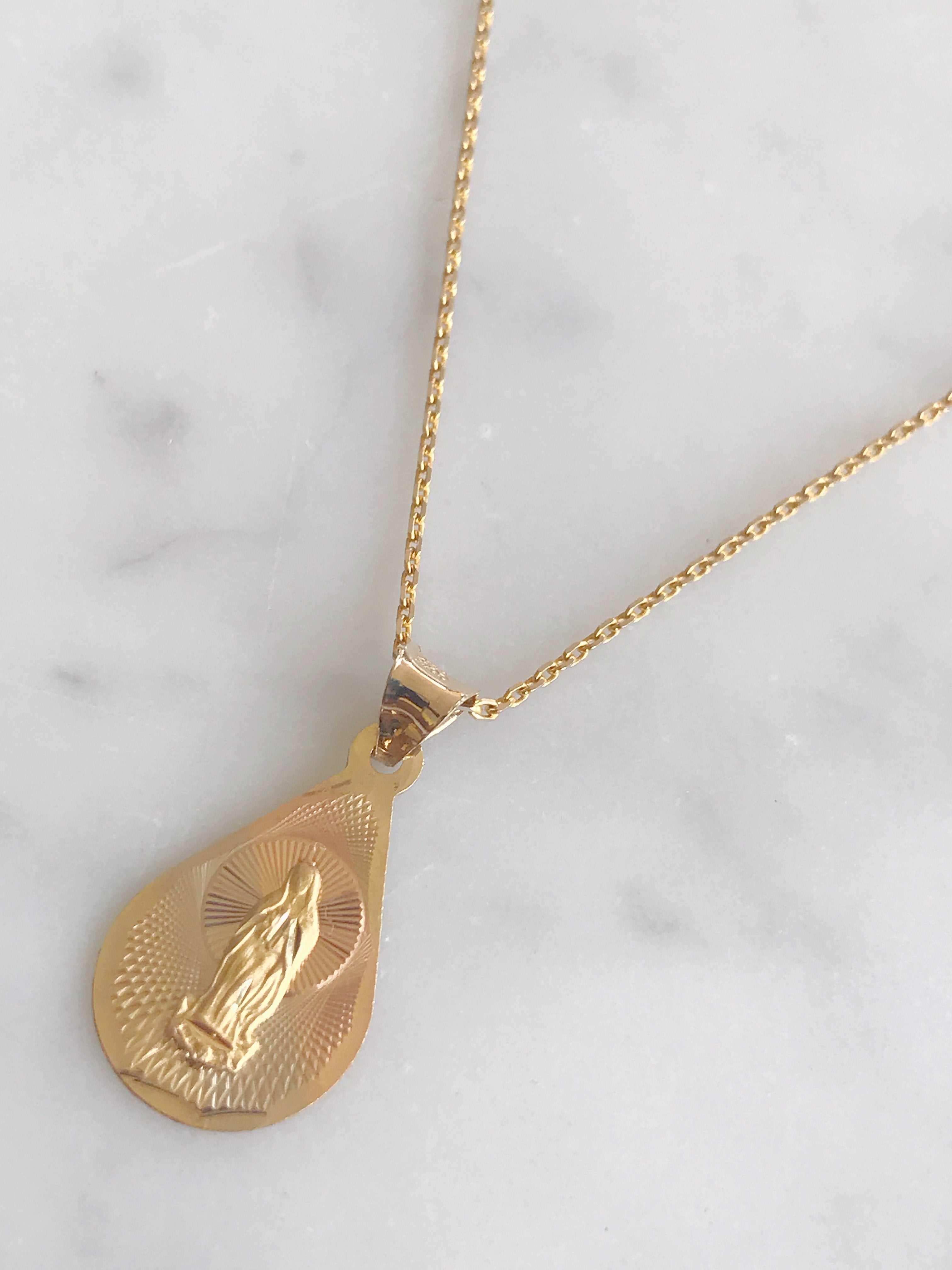 Cadena Con Medalla Virgen De Gpe. Oro 14k Mod Cn1a7 + Me1