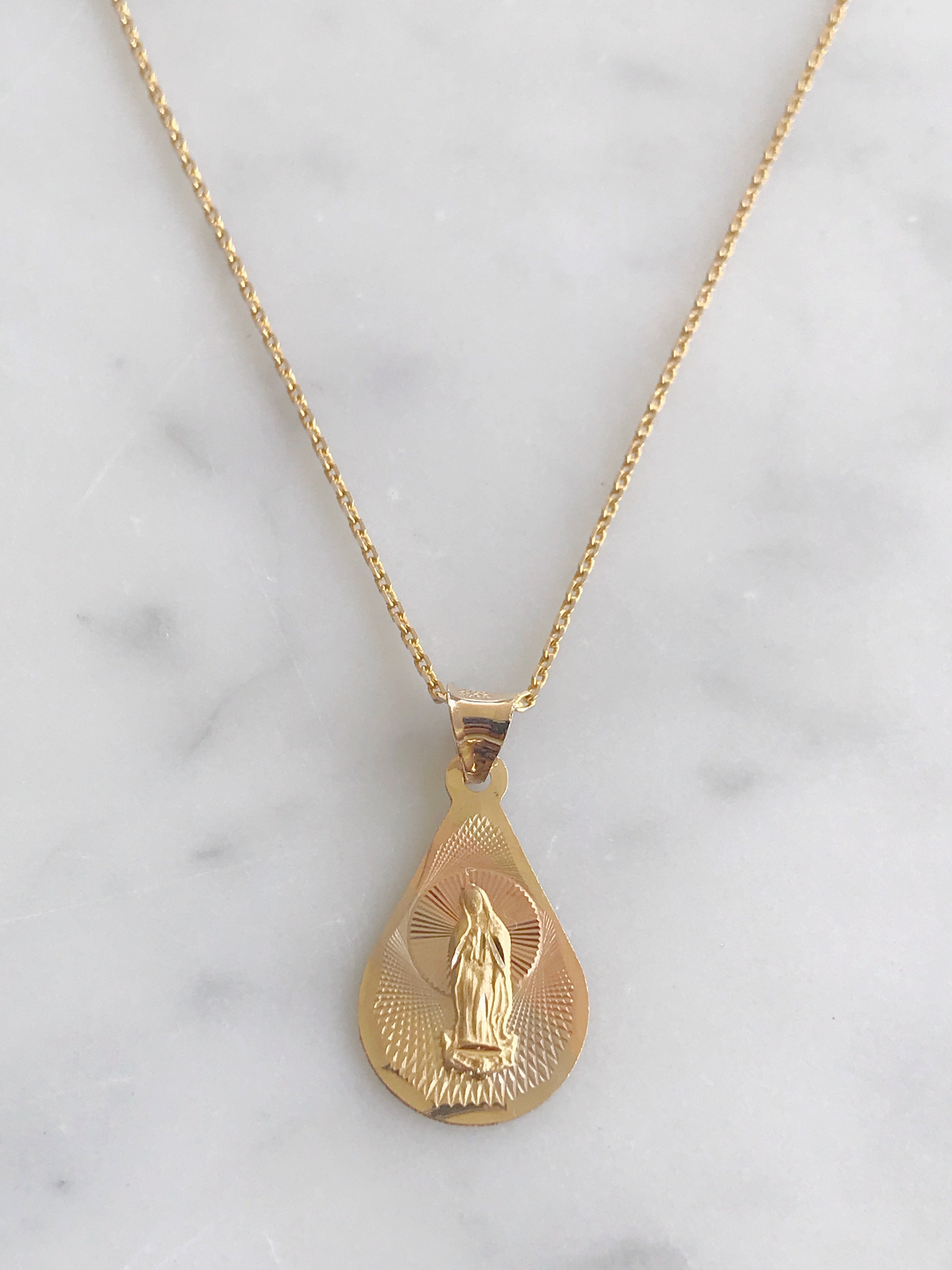 Cadena Con Medalla Virgen De Gpe. Oro 14k Mod Cn1a7 + Me1
