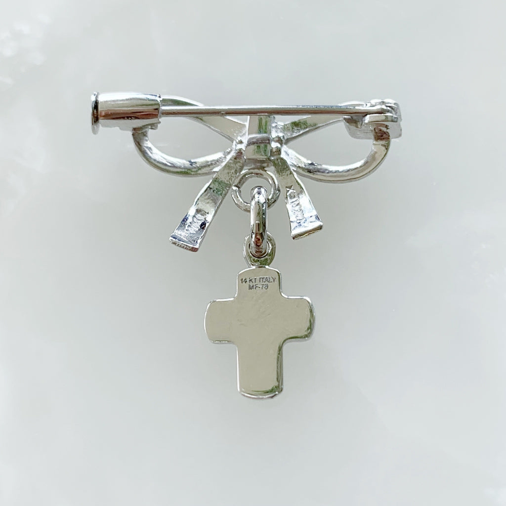 Baby Pin con Cruz Oro Blanco 14k Mod 2a2e