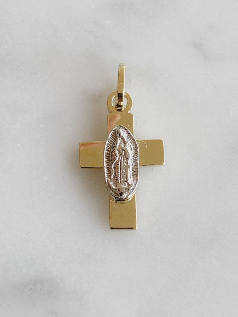 Cruz con Virgen de Guadalupe Oro 14k Mod. Cr1a8