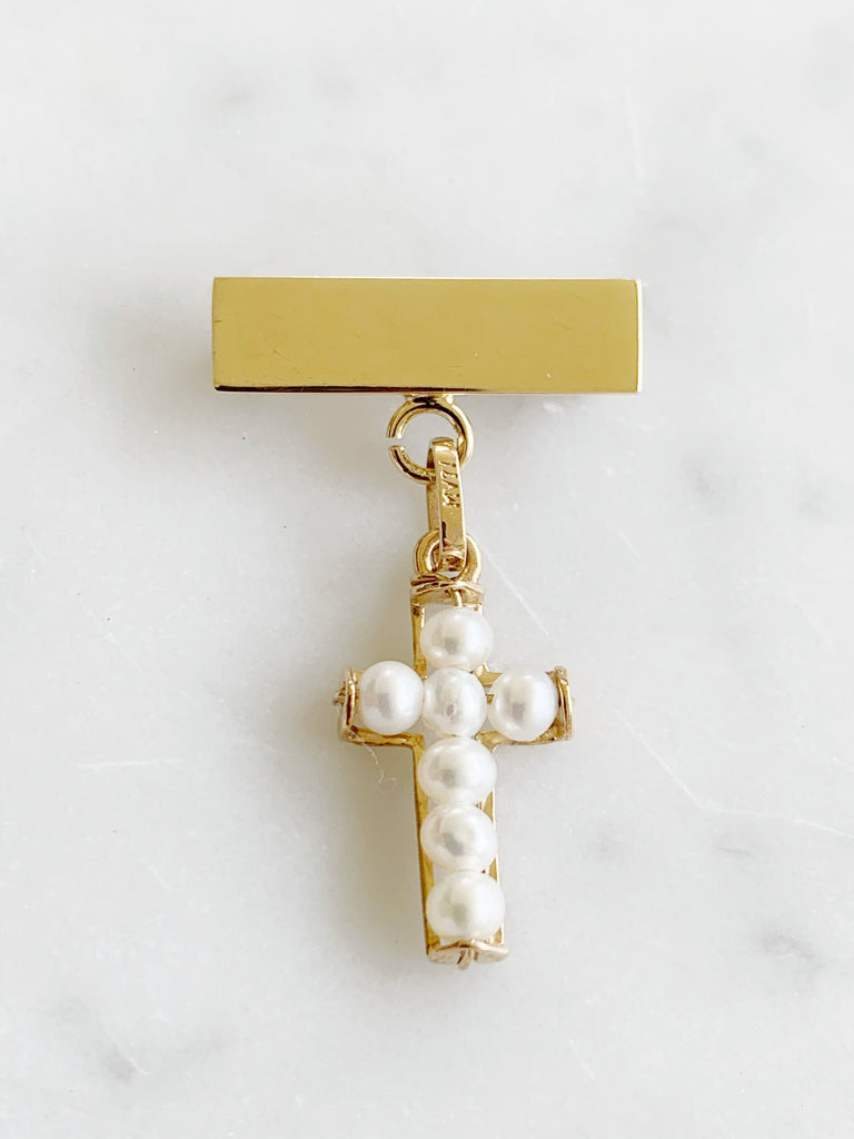 Baby Pin con Cruz de Perla Oro 14k Mod 3a1e