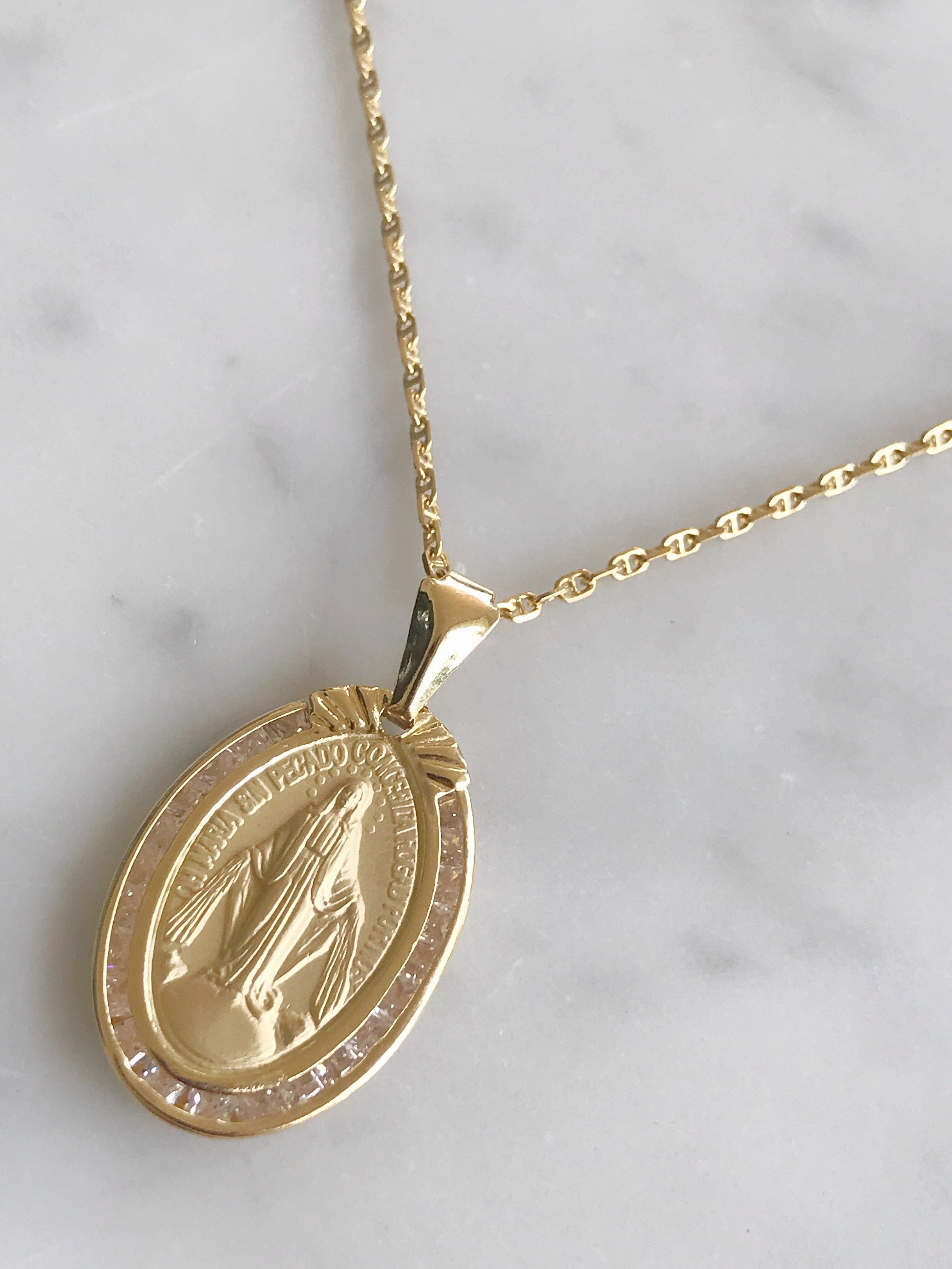 Cadena Con Medalla Oro 14k Mod Cn2a9 + Me2a3