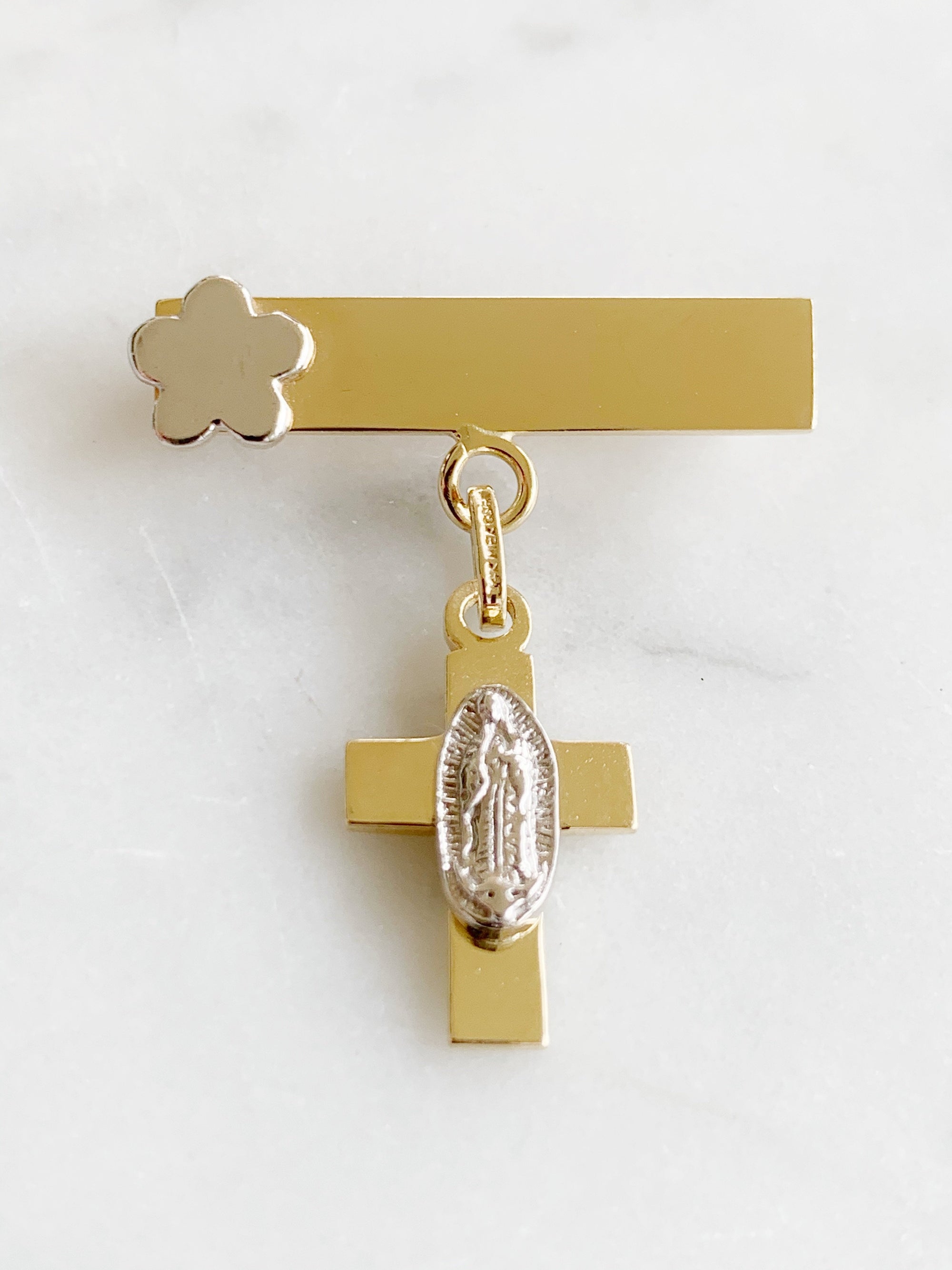 Baby Pin con Cruz con Virgen de Guadalupe Mod 4a6