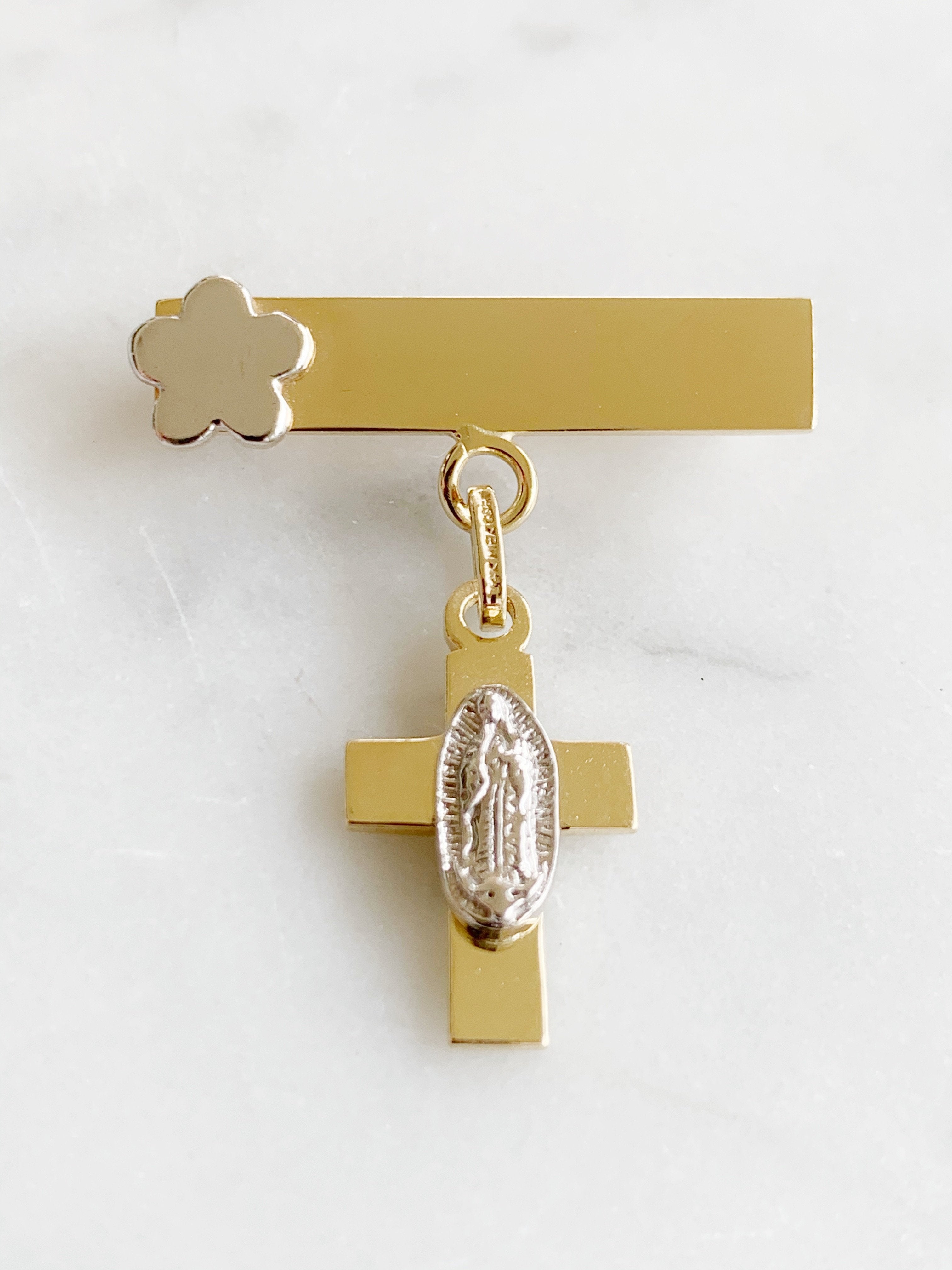 Baby Pin con Cruz con Virgen de Guadalupe Mod 4a6
