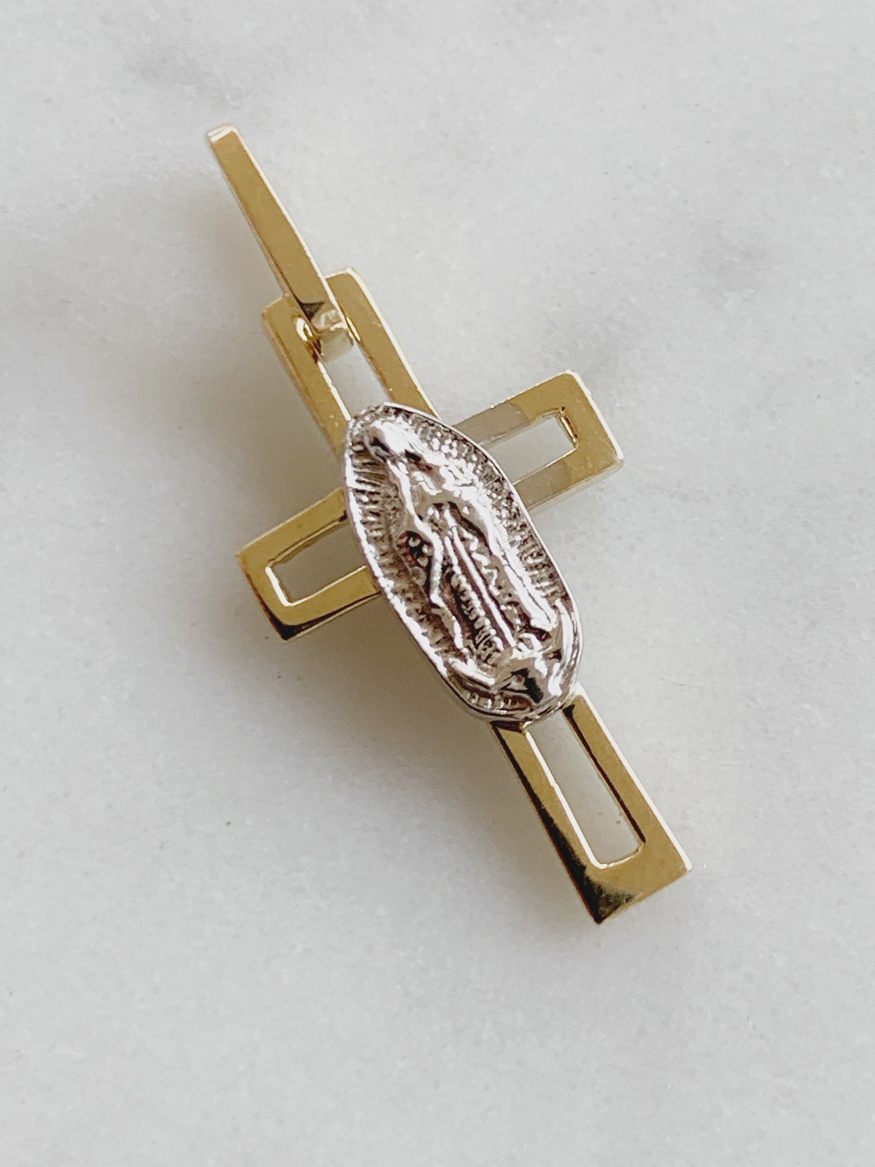 Cruz con Virgen de Guadalupe Oro 14k Mod cr1a4
