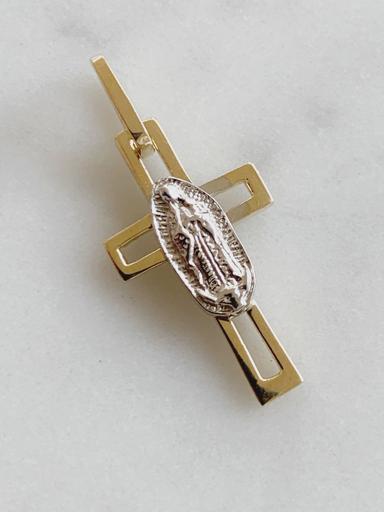 Cruz con Virgen de Guadalupe Oro 14k Mod cr1a4