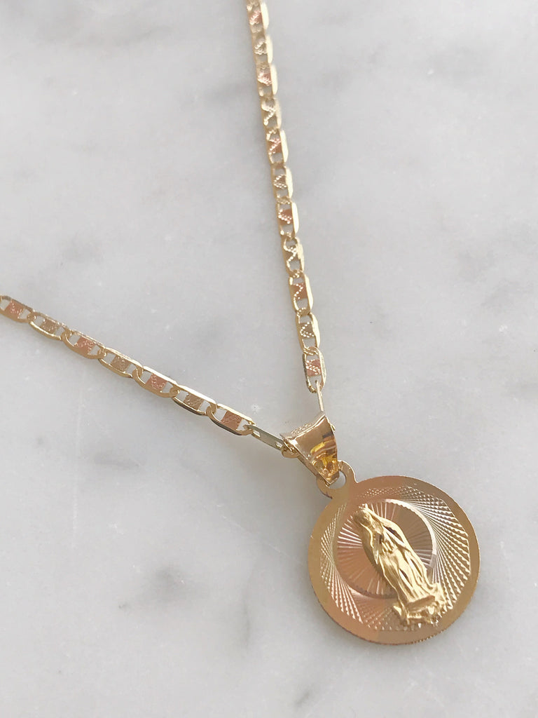 Cadena con Medalla Virgen De Gpe. Oro 14k Mod Cn1a8 + Mea8