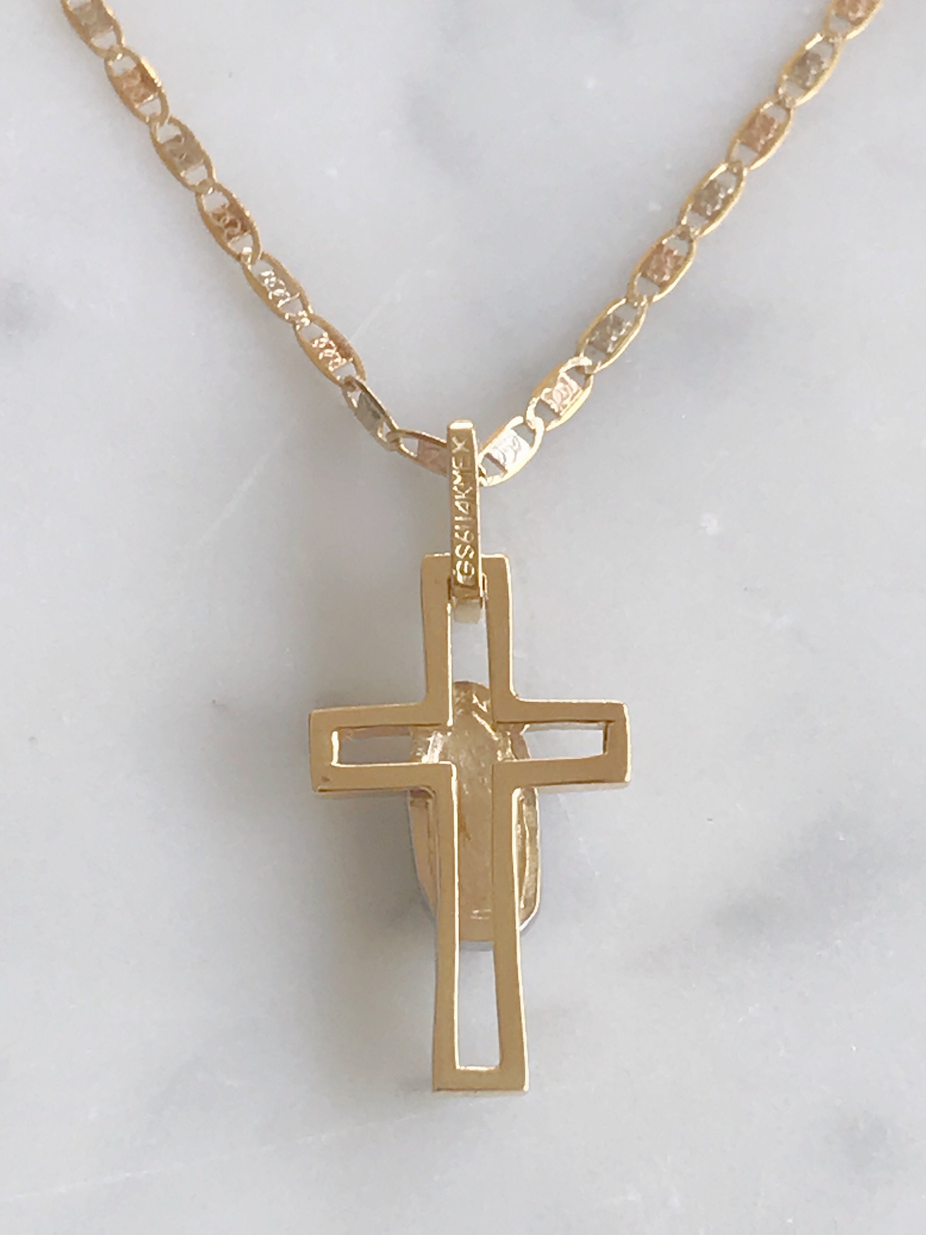 Cadena Con Cruz Virgen De Gpe. Oro 14k Mod Cn1a3 + Cr1a3