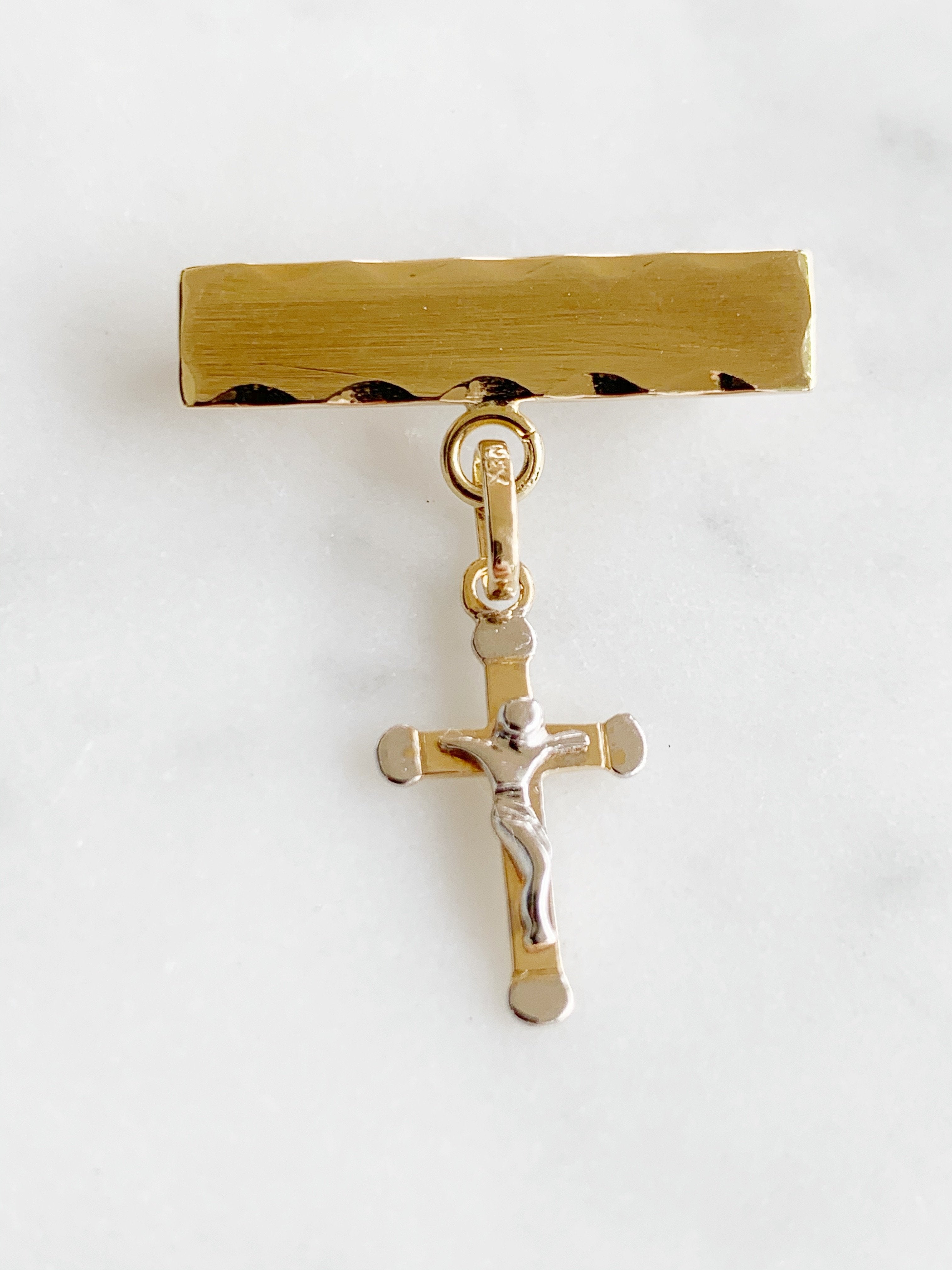Baby Pin con Cruz con Cristo Oro 14k Mod. 3a5e