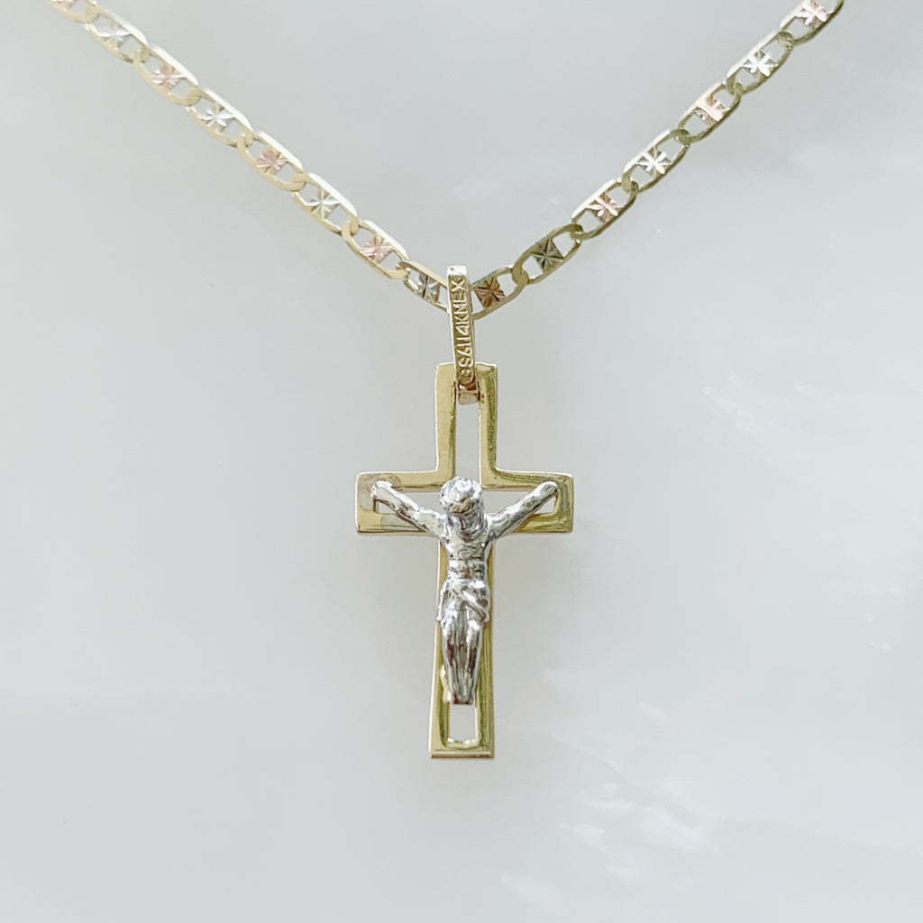 Cadena con Cruz con Cristo Oro 14k Mod. 3a0
