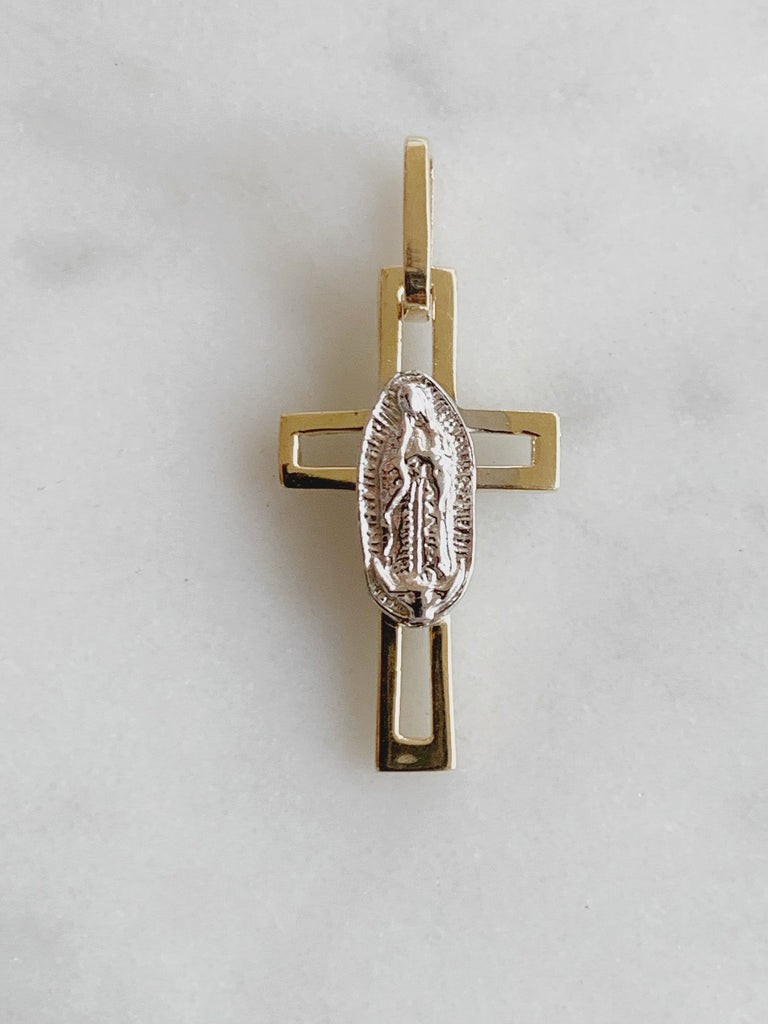 Cruz con Virgen de Guadalupe Oro 14k Mod cr1a4