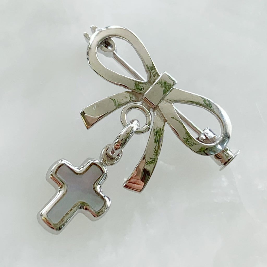 Baby Pin con Cruz Oro Blanco 14k Mod 2a1e