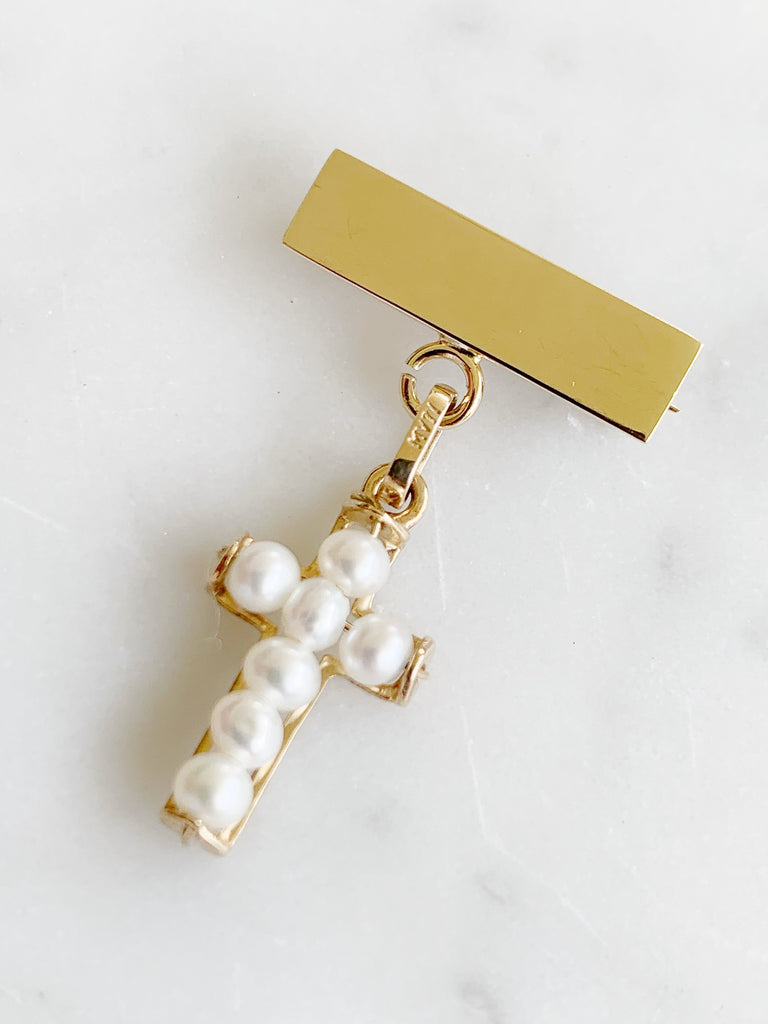 Baby Pin con Cruz de Perla Oro 14k Mod 3a1e