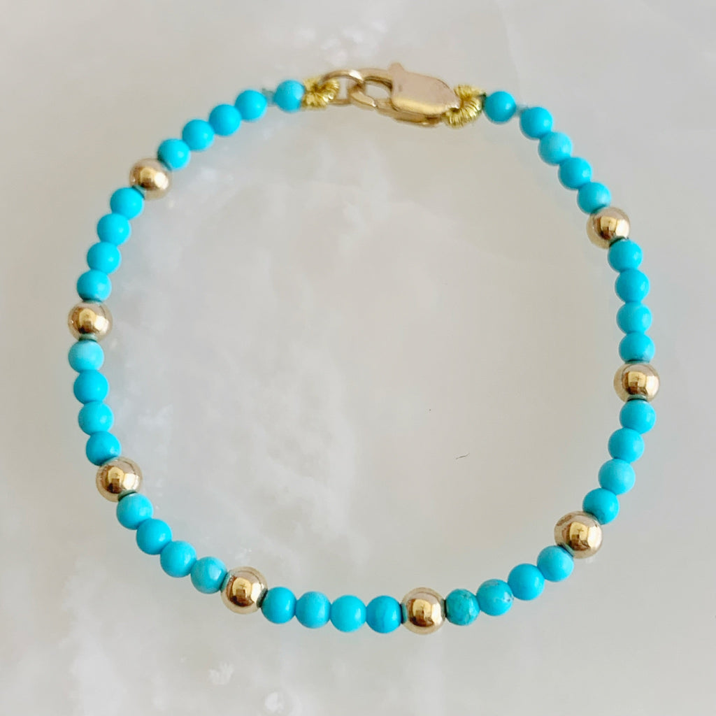 Esclava para Bebe o Niño (a) en Oro 14k Mod. Turquesas2