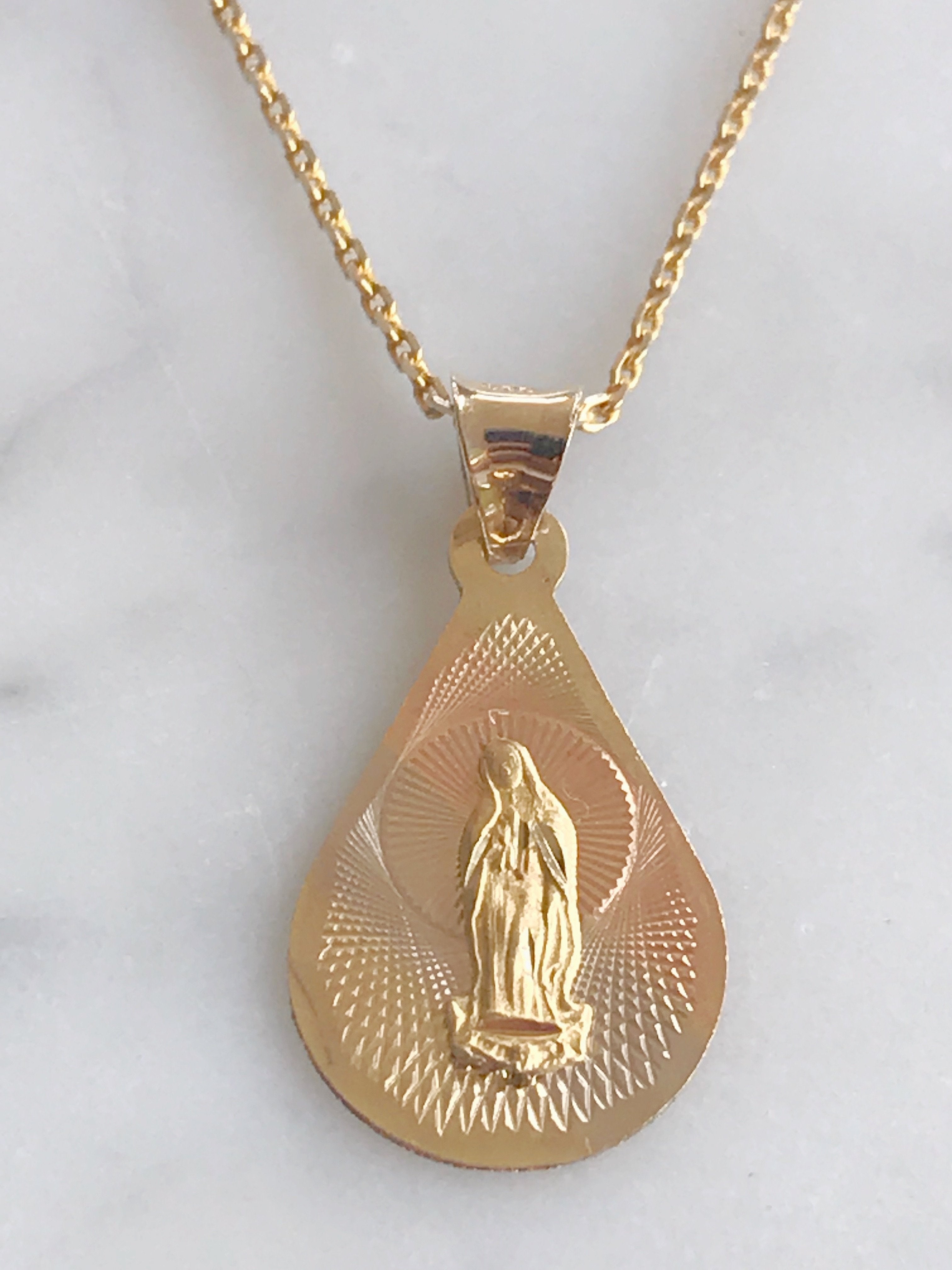 Cadena Con Medalla Virgen De Gpe. Oro 14k Mod Cn1a7 + Me1