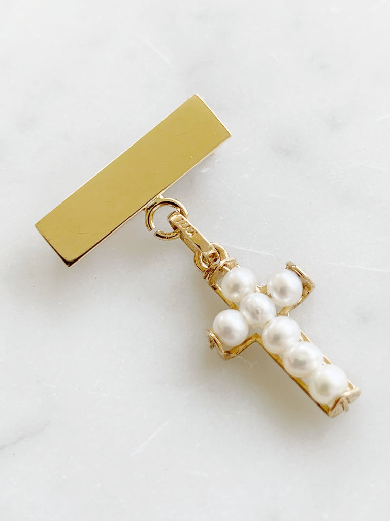 Baby Pin con Cruz de Perla Oro 14k Mod 3a1e